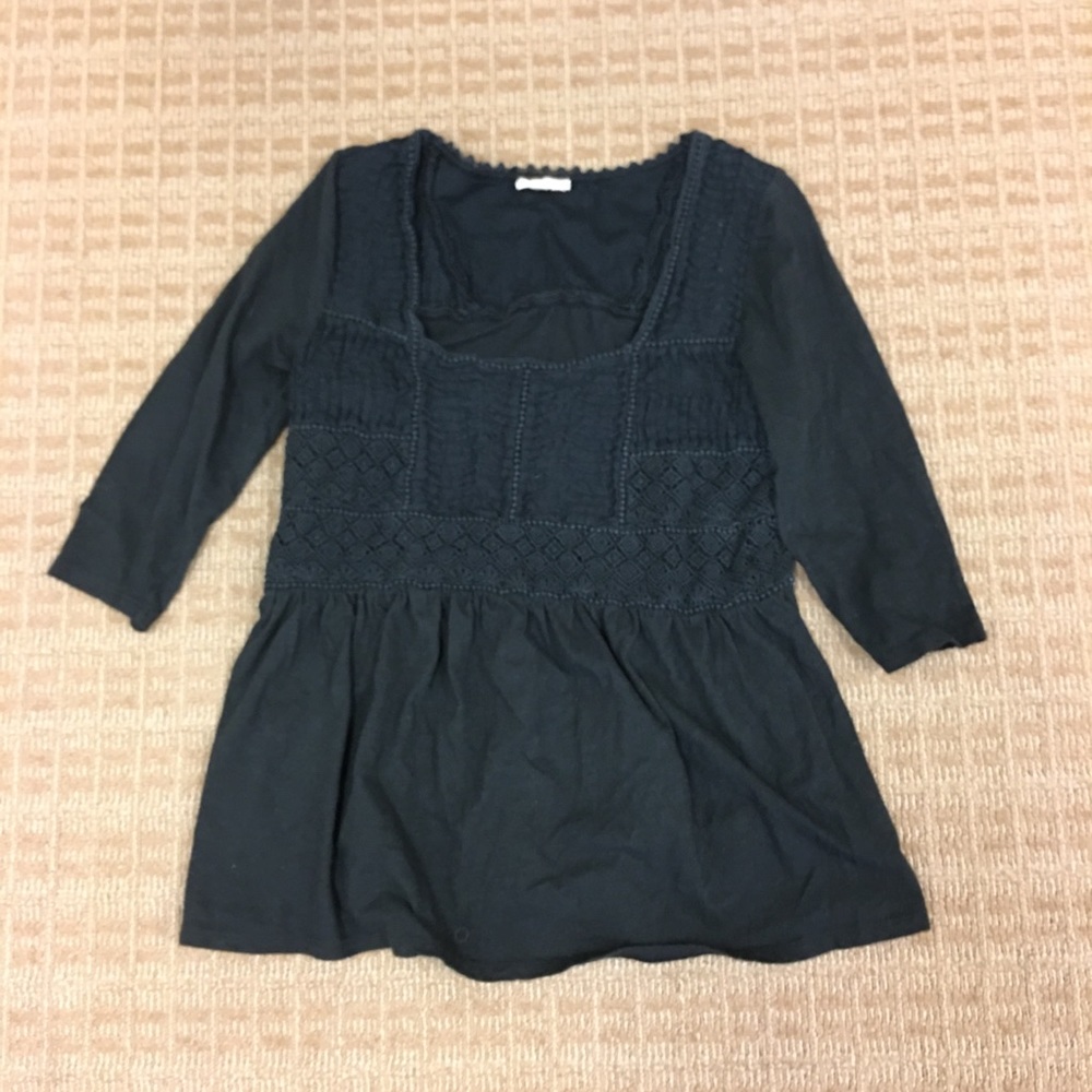 Meadow Rue Black 3/4 sleeve Shirt Size Small